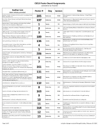 Author List Poster # Day Title
