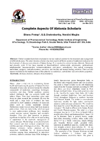 Complete Aspects of Alstonia Scholaris