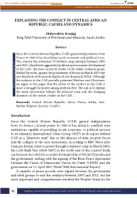 Explaining the Conflict in Central African Republic: Causes and Dynamics