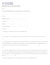 Form 1 APPLICATION for ENROLMENT on the CHURCH
