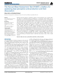 (H-BAT): a Battery for Assessing Beat Perception and Production and Their Dissociation