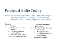 Perceptual Audio Coding