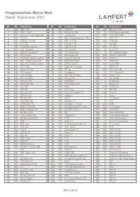 Programmliste Meine Welt Stand: August 2021