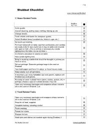 Shabbat Checklist (PDF)