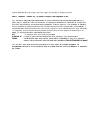 Taxonomic Checklist and Life History, Ecological, and Geographical Data