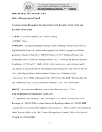 1 DEPARTMENT of the TREASURY Office of Foreign Assets Control