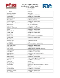 2Nd FDA/PQRI Conference on Advancing Product Quality 5-7 October 2015 Attendee List