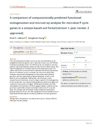 A Comparison of Computationally Predicted Functional Metagenomes and Microarray Analysis for Microbial P Cycle Genes in a Unique