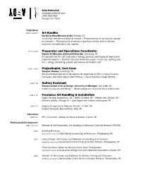 Art Handler Preparator and Operations Coordinator
