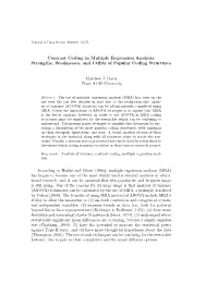 Contrast Coding in Multiple Regression Analysis: Strengths, Weaknesses, and Utility of Popular Coding Structures