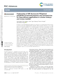 Engineering of NIR Fluorescent Pegylated Poly(RGD) Proteinoid Polymers and Nanoparticles for Drug Delivery Applications in Chick