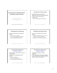 Hemodynamic Monitoring and Circulatory Assist Devices