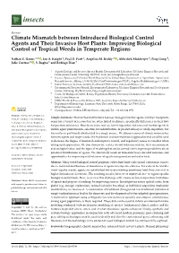 Improving Biological Control of Tropical Weeds in Temperate Regions