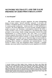 Network Neutrality and the False Promise of Zero-Price Regulation