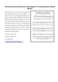 Tenerife Sea Ed Sheeran Arranged for String Duet Sheet Music