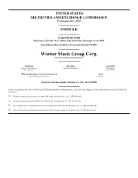 Warner Music Group Corp. (Exact Name of Registrant As Specified in Its Charter)