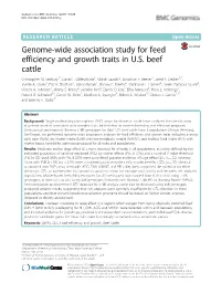Genome-Wide Association Study for Feed Efficiency and Growth Traits in U.S. Beef Cattle Christopher M