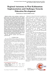 Regional Autonomy in West Kalimantan: Implementation and Challenges Towards Education Development