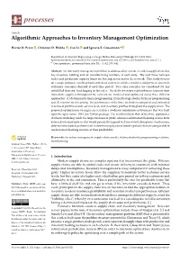 Algorithmic Approaches to Inventory Management Optimization