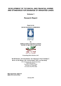 Development of Technical and Financial Norms and Standards for Drainage of Irrigated Lands