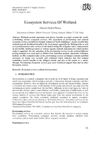 Ecosystem Services of Wetland
