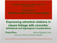 Expressing Adverbial Relations in Clause Linkage with Converbs
