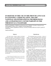 In Defense of the Use of the French Language in Scientific