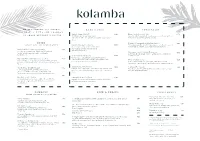 Kolamba Main Menu Food A3 Double Sided.Indd