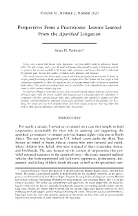 Lessons Learned from the Apartheid Litigation