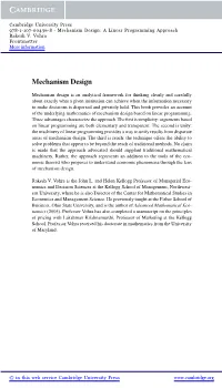 Mechanism Design: a Linear Programming Approach Rakesh V
