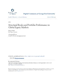 Structural Breaks and Portfolio Performance in Global Equity Markets Harry J