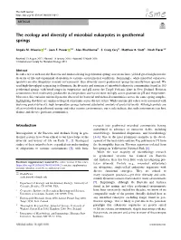 The Ecology and Diversity of Microbial Eukaryotes in Geothermal Springs