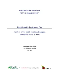 Threat Specific Contingency Plan Net Form of Net Blotch