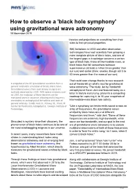 Using Gravitational Wave Astronomy 18 November 2019