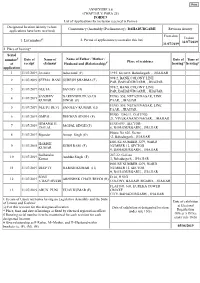 ANNEXURE 5.8 (CHAPTER V, PARA 25) FORM 9 List of Applications For
