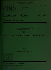 Bibliography on Meteoric Radio Wave Propagation