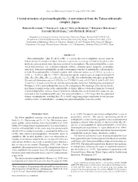 Crystal Structure of Protoanthophyllite: a New Mineral from the Takase Ultramafic Complex, Japan