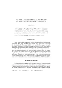 The Effect of 1984/1985 Severe Winter-Time on Some Faunistic Elements in Romania