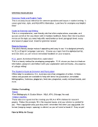 WRITING RESOURCES Grammar Guide and Student Tools This Is An