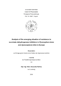 Analysis of the Emerging Situation of Resistance to Succinate Dehydrogenase Inhibitors in Pyrenophora Teres and Zymoseptoria Tritici in Europe