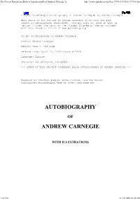 Autobiography of Andrew Carnegie, B