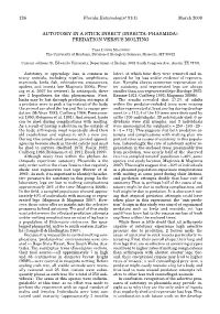 Autotomy in a Stick Insect (Insecta: Phasmida): Predation Versus Molting