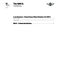 The MINI E. Contents