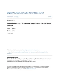 Addressing Conflicts of Interest in the Context of Campus Sexual Violence