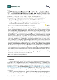 An Optimization Framework for Codes Classification and Performance Evaluation of RISC Microprocessors