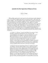 Aristotle on the Separation of Species-Form