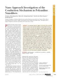ARTICLE Nano Approach Investigation of the Conduction Mechanism in Polyaniline Nanoﬁbers