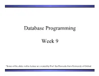 Database Programming Week 9