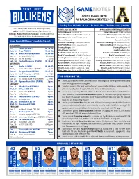 Gamenotes Saint Louis (8-4) Appalachian State (5-7)