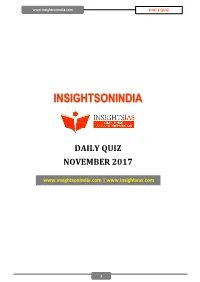 Insights Daily Quiz Nov 2017